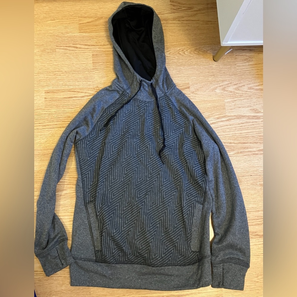 SOLD Adidas Grey Patterned Hoodie - Small